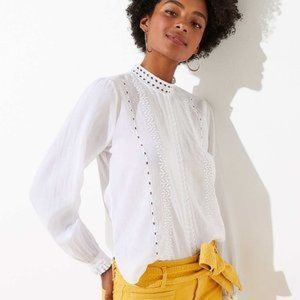 LOFT Eyelet Cropped Shirt